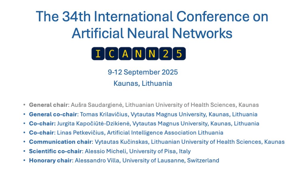 Successful conclusion of  ICANN 2024 - thx to the organizers. Around 300 attendees visited Lugano contributing to an inspiring conference.

Congrats to the awardees: 
e-nns.org/best-paper-awa…
e-nns.org/winners-2024/

Stay tuned for the ICANN 2025 in Kaunas, Lithuania! #ENNS #ICANN