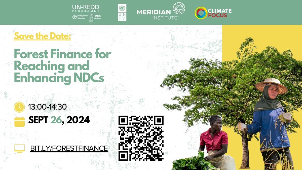 WWF Forests (@wwfleadforests) on Twitter photo How can forest finance mechanisms help strengthen NDCs? Hear from WWF and other leading experts at the "Forest Finance for Reaching and Enhancing NDCs" event on 25 Sept., organized by <a href="/UNDP/">UN Development</a>, <a href="/Climate_Focus_/">Climate Focus</a>, <a href="/unredd/">UN-REDD Programme</a> and <a href="/MeridOrg/">Meridian Institute</a>.
undp.zoom.us/meeting/regist… How can forest finance mechanisms help strengthen NDCs? Hear from WWF and other leading experts at the "Forest Finance for Reaching and Enhancing NDCs" event on 25 Sept., organized by <a href="/UNDP/">UN Development</a>, <a href="/Climate_Focus_/">Climate Focus</a>, <a href="/unredd/">UN-REDD Programme</a> and <a href="/MeridOrg/">Meridian Institute</a>.
undp.zoom.us/meeting/regist…