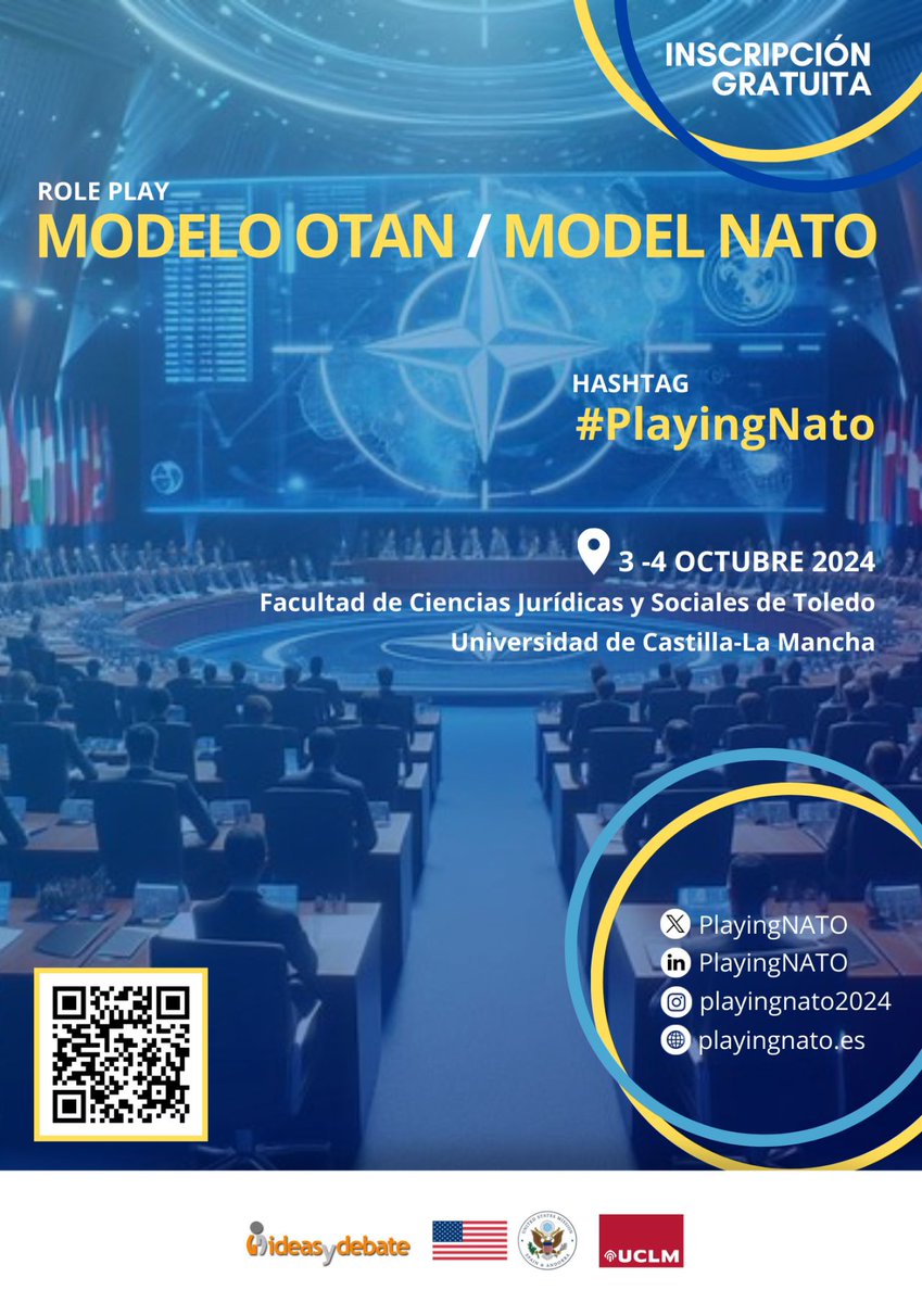 📢¡Ya está abierta la inscripción para la segunda edición de #PlayingNATO: un modelo de simulación OTAN pionero en España. Una oportunidad única para sumergirte en el mundo de la seguridad, defensa y diplomacia. ¡Apúntate! 👉 forms.gle/3ybeFutRtGxfmw… 
🔗 + info: <a href="/PlayingNATO/">playingnato</a>