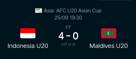 chasna_id's tweet photo. Hasil ahir indonesia u20 4 vs 0 maldives 20
#livetimnas https://t.co/ZwXrAZjcqV