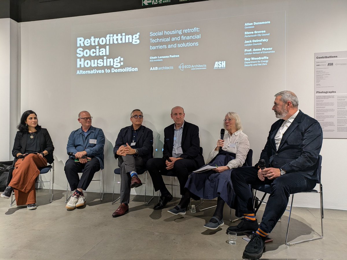 jessrowan's tweet photo. Great to be at The Building Centre for the @ECDArchitects exhibition and panel on Retrofitting Social Housing: Alternatives to demolition with @LSEHousing https://t.co/6HSojft8P9
