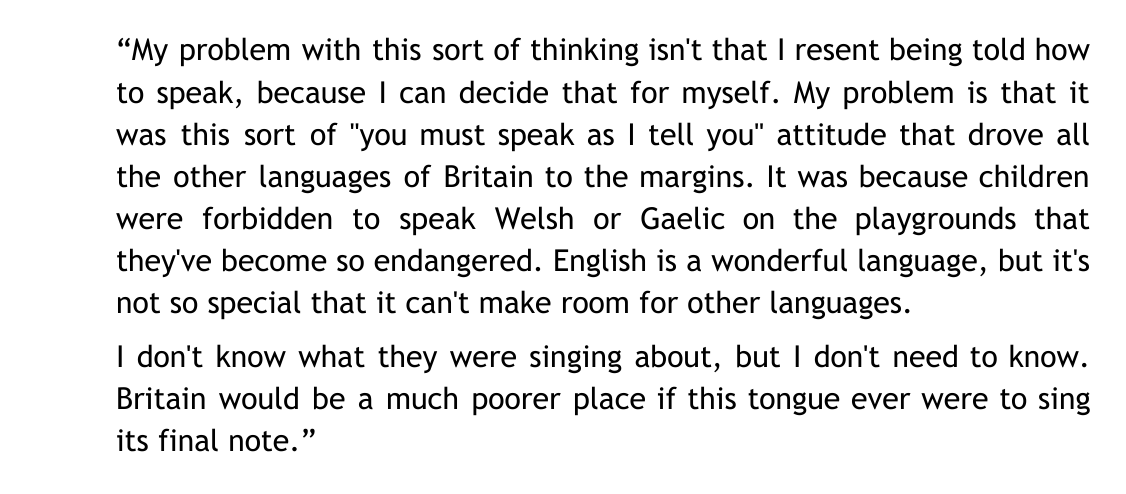 Bill Bryson on listening to Gaelic choir practice on South Uist.