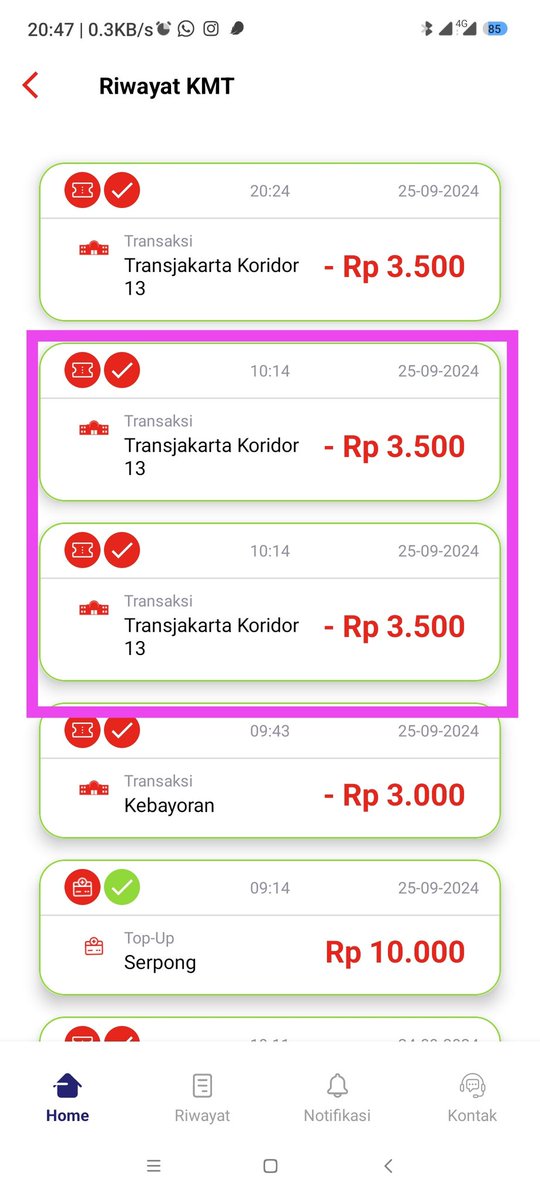 EPHandayani's tweet photo. @PT_Transjakarta malam min, ini saya mau komplen terkait pemotongan saldo 2x saat tap-out di halte tegal mampang tadi pagi pukul 10.14 https://t.co/n8tGVCW2B7