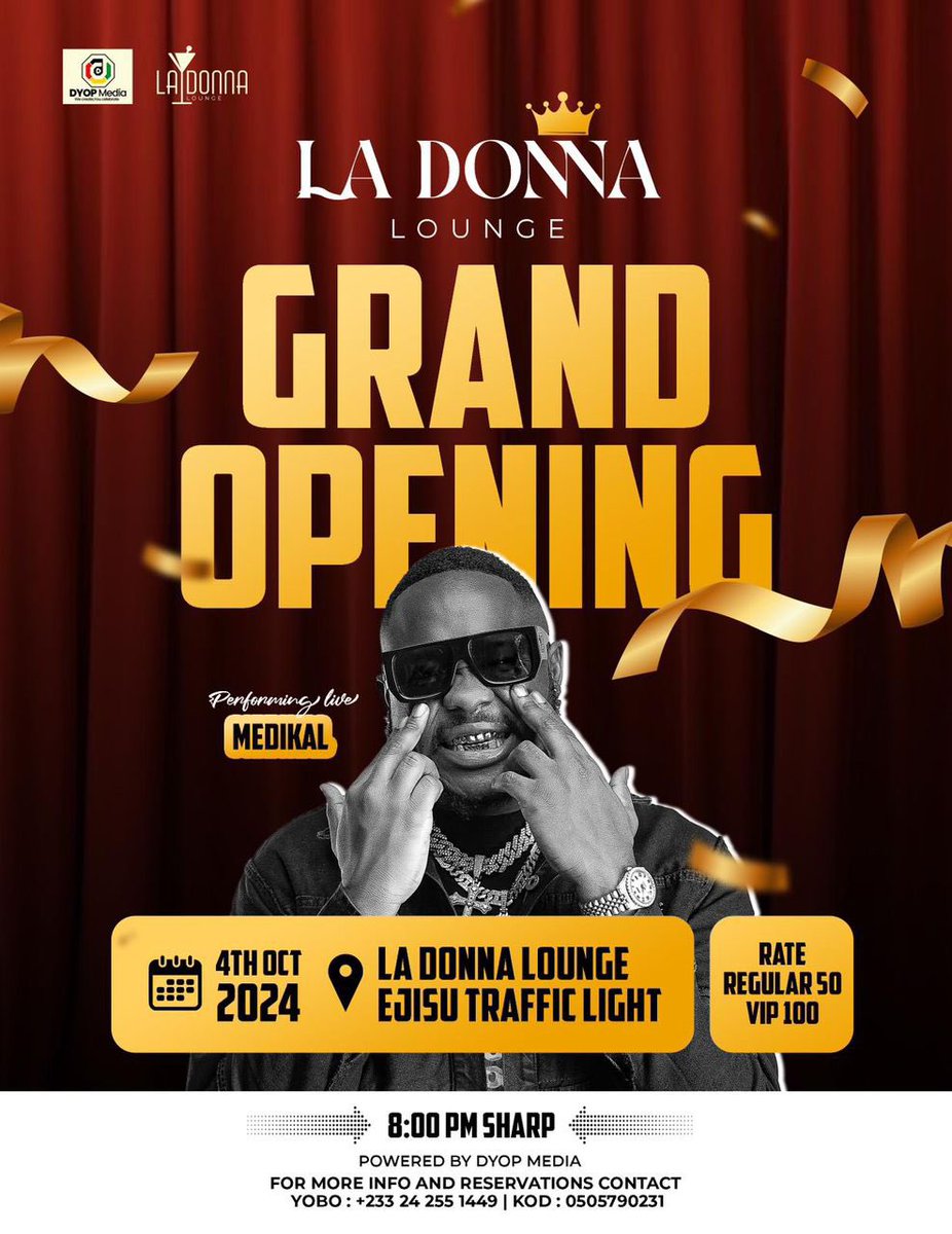 SIKACPART__'s tweet photo. 4Th OCTOBER WE OUTSIDE INSIDE LA_DONNA LOUNGE EJISU 👑 @Medikalbyk @La_Donna @KofiTriga @Ama_Serwaaa @shattawalegh @djsliming @djaromaGH 🔥🔥🔥 https://t.co/ZlfMW5d49r