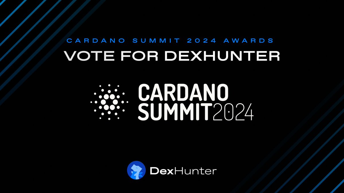 DexHunterIO's tweet image. We have been nominated for the Cardano Summit Awards🔥🔥🔥

Two nominations:
DEX Category - DexHunter
Developer Category - Zhaata (DexHunter)

Vote below👇