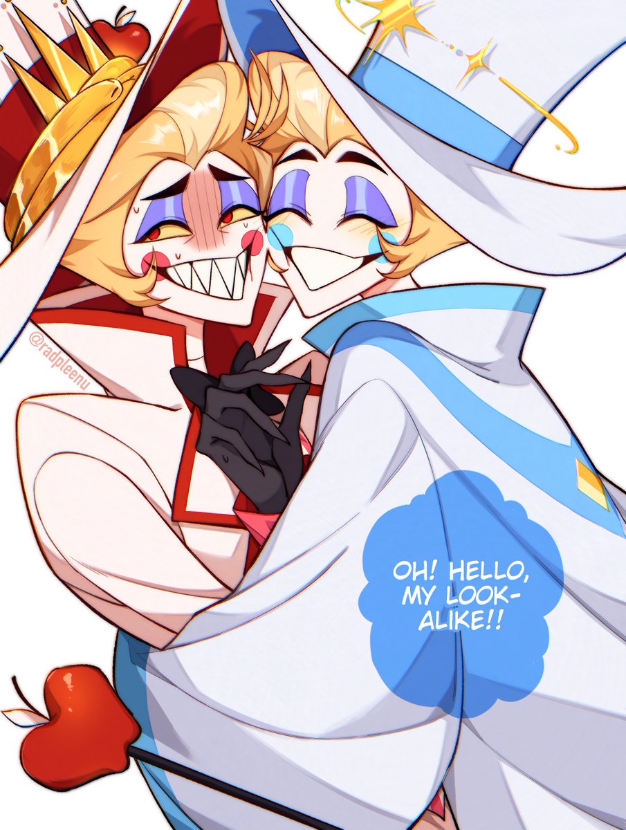 Angel Luci meets demon Luci 🍎🍏
#HazbinHotelLucifer