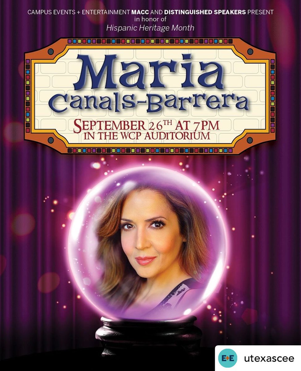 Speaking at UTAustin!  @utexascee EVERYTHING IS NOT WHAT IT SEEMS 🪄✨

Join @utexasds and @utexasmacc THURS 9/26 welcome YOUR FAVORITE TV MOM @maria_cb! 

📍: WCP Auditorium
🗓️: September 26th
⏰: 7 PM
#distinguishedspeakers #camprock #disney #wizardsofwaverlyplace #utaustin