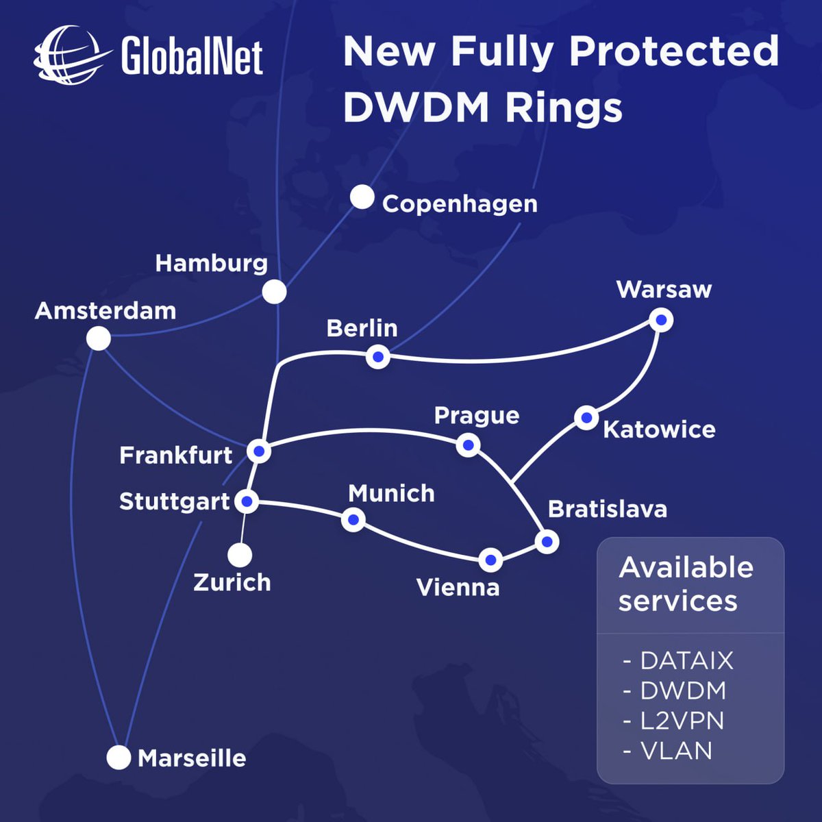 gnm_gnmix's tweet image. Brand New DWDM Rings Completed

The GlobalNet team is proud to announce the deployment of two fully protected DWDM rings, now linking key locations across Central Europe.

Learn more: gblnet.net/news/303

#GlobalNet #DATAIX #DWDM #Connectivity #Capacity #DRT #DigitalRealty