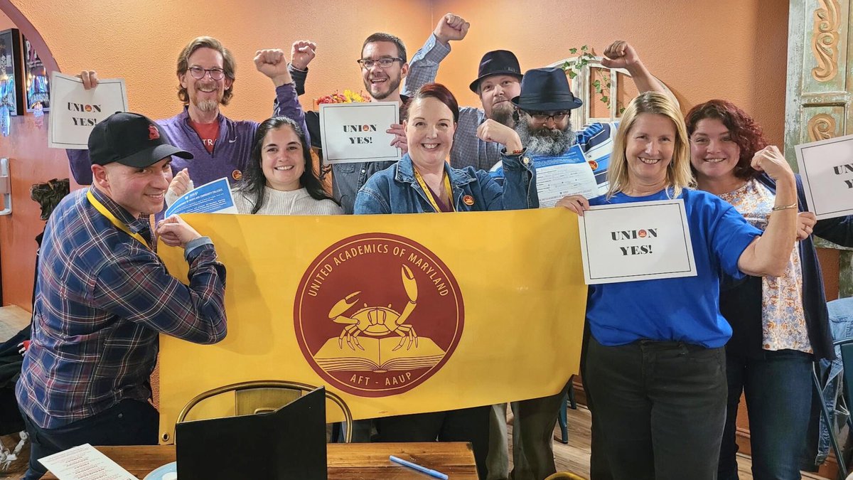 UAMDCC's tweet photo. The Community College of Baltimore County has won their union! This is the *6th* community college in Maryland to unionize with @AFTunion in the last year. #UnionStrong https://t.co/NZkknu8zyL