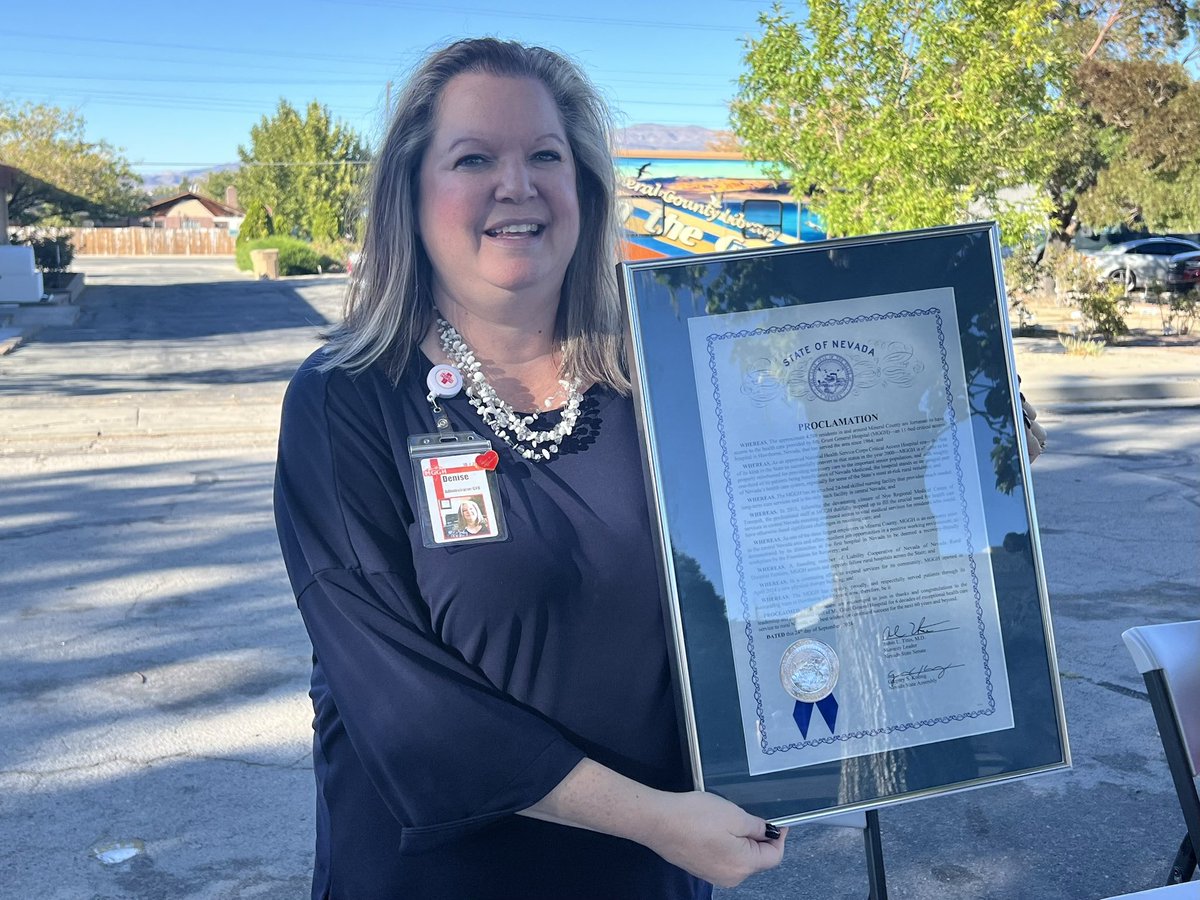 NVRuralHospital's tweet photo. Congratulations to Mt. Grant General Hospital on celebrating their 60th Anniversary! Thank you @drrobintitus and @GregKoenigAD38 for the proclamation recognizing the momentous occasion! https://t.co/U5Gz09wuQT