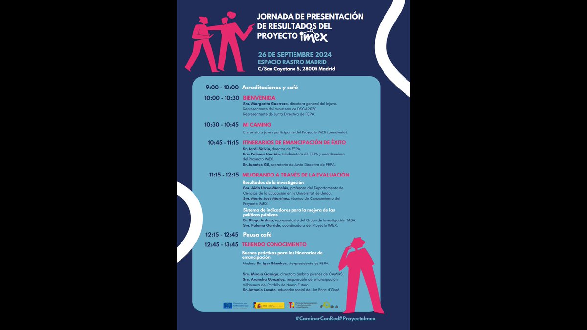 EducacionUNED's tweet photo. 📢Mañana 26 de septiembre tendrá lugar la Jornada de presentación de resultados del proyecto IMEX en el Espacio Rastro Madrid; donde nuestro compañero Diego Ardua participará como representante del Grupo de Investigación TABA. https://t.co/gyyEqdJ6kF