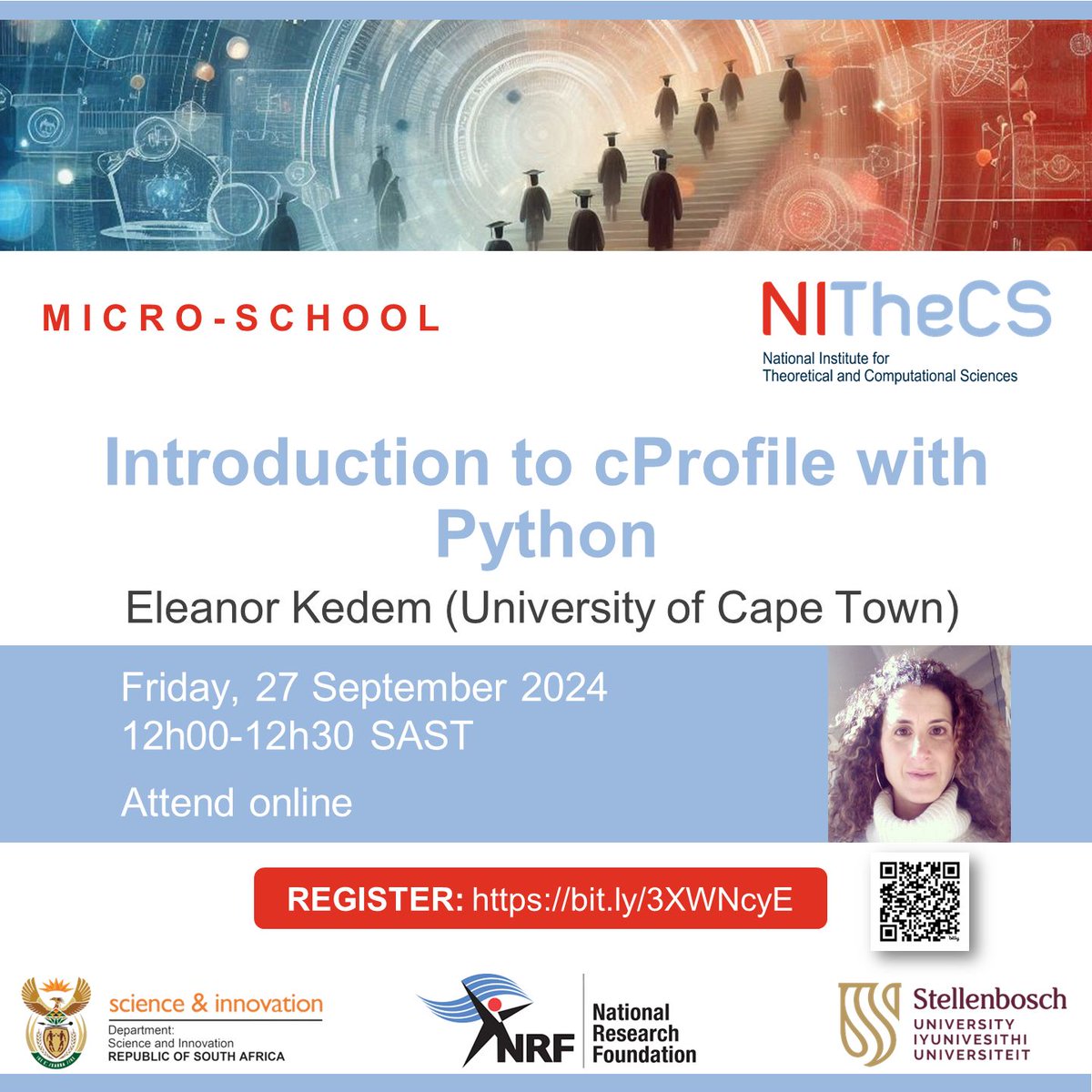 NITheCS's tweet image. NITheCS Micro-school: 'Introduction to cProfile with Python' - Eleanor Kedem (University of Cape Town) - Fri, 27 Sept @ 12h00-12h30 SAST. Register to attend online. mailchi.mp/nithecs/micro-… #cprofile #python #developer #data