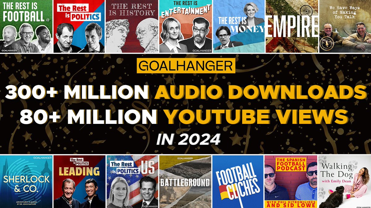 In 2024 Goalhanger's shows have crossed an amazing milestone. 

Thank you to everyone who has listened, watched, reviewed, or shared our content. On to 500m!
