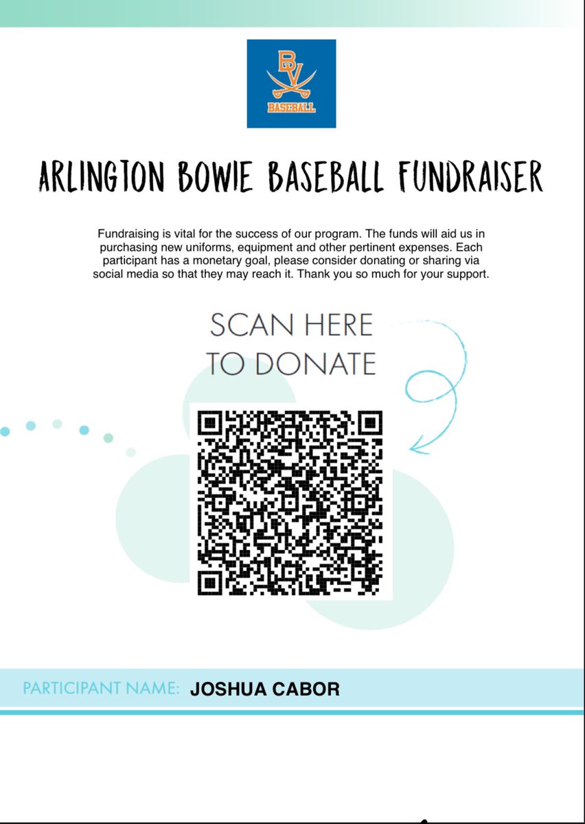 My baseball program is hosting a fundraiser to raise money for the better of our program. Please consider donating any amount. Thank you!
