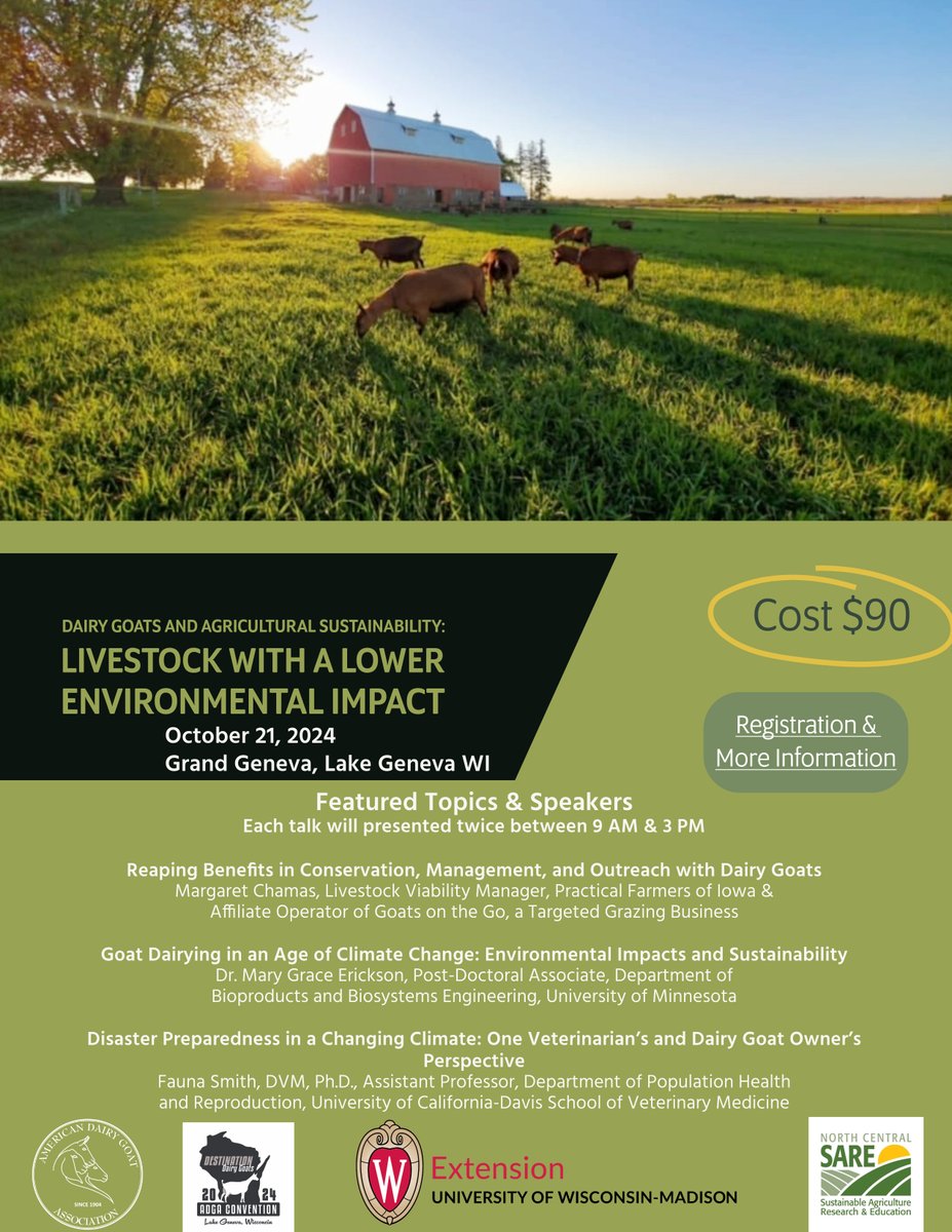 Learn about "Dairy Goats and Agricultural Sustainability: Livestock with a Lower Environmental Impact"  REGISTRATION: events.resultsathand.com/adga/2695/
 #dairygoats #dairygoat