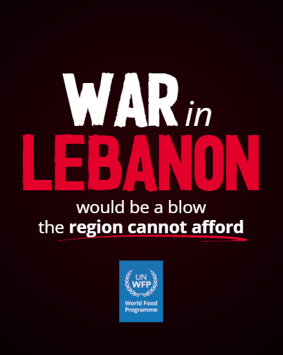 WFP's tweet photo. WFP is deeply concerned about the evolving situation in #Lebanon.

We are closely monitoring the situation and coordinating with the government to understand where people are being displaced so we can respond effectively and in a timely manner.

❗️The region is near breaking point and cannot deal with another war.❗️