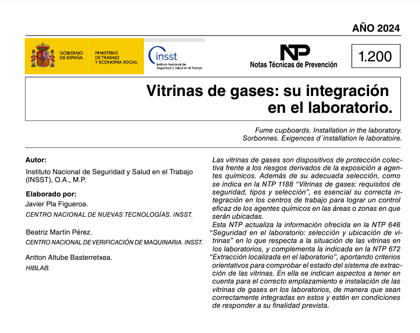 🆕¡Tenemos nueva NTP!
🎯Se actualiza la NTP 646 "Seguridad en el laboratorio” en relación con la situación de las vitrinas en los laboratorios, y complementa a la NTP 672 "Extracción localizada en el laboratorio”
🔗Descárgala aquí👉 run.gob.es/pdj708c9
#INSST