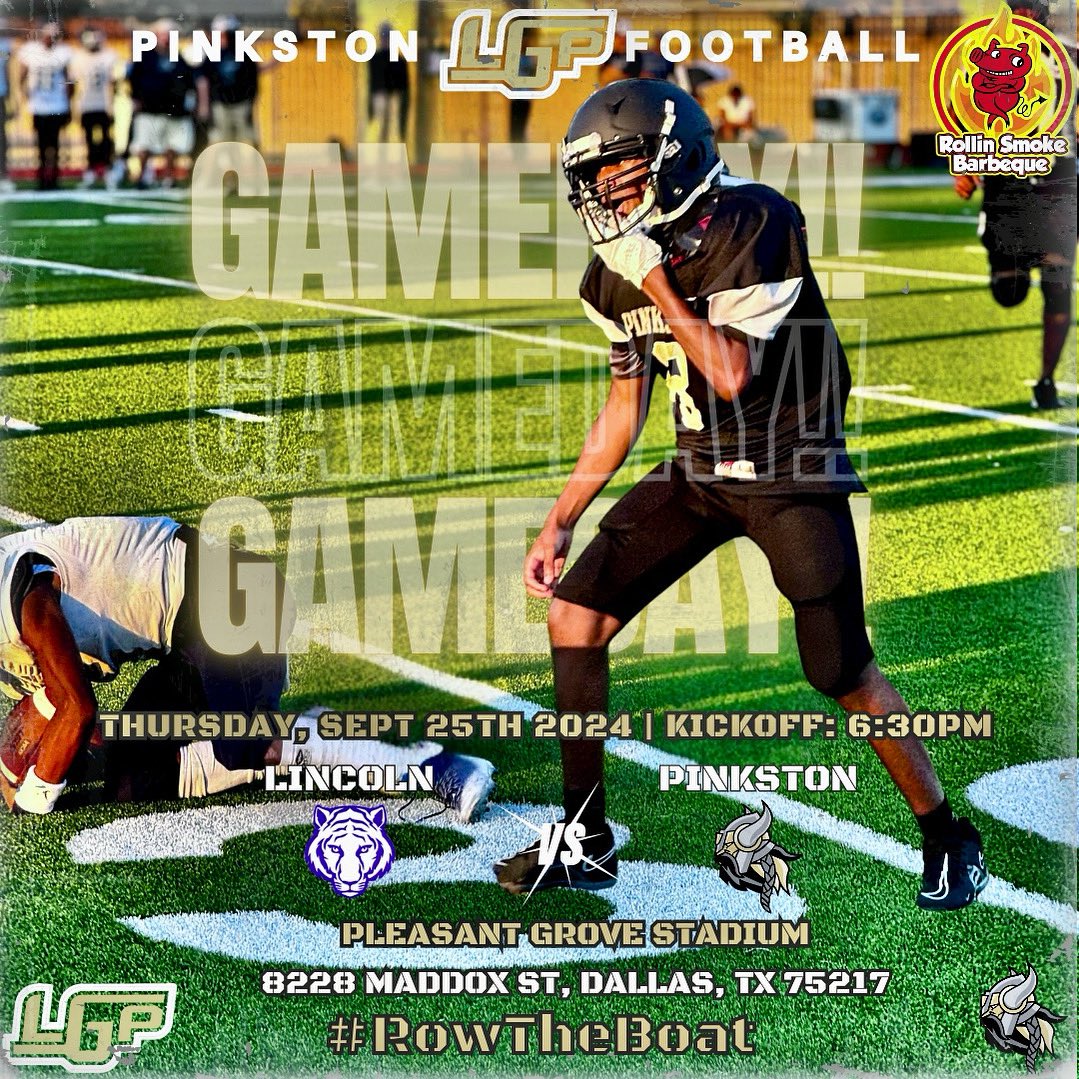 lgp_football's tweet photo. It’s Subvarsity Football Time at LGP!!! 🔥😎
District Time!!!

🆚: Lincoln

📍:Pleasant Grove Stadium 

🗓️: Wednesday , September 25th 

⏰: 6:30 pm

#RowTheBoat | #WhyNotPinkston | #Potws | #TheWest https://t.co/QAOKB2sDcI