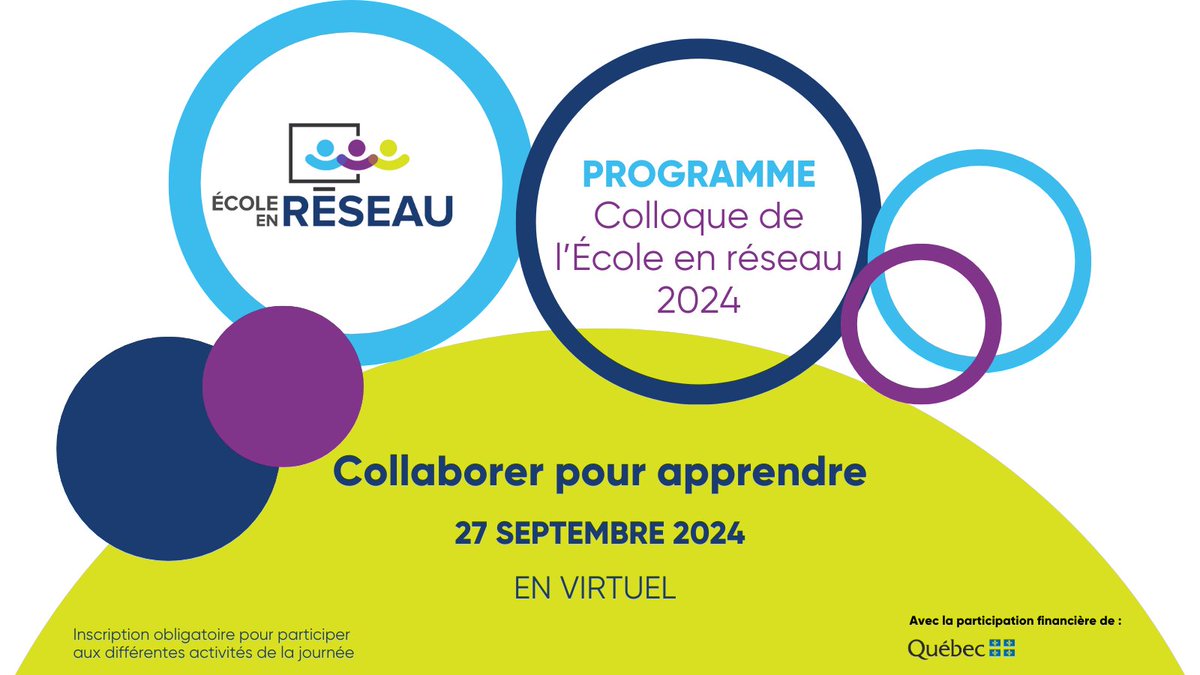 ecoleenreseau's tweet image. L&apos;Infolettre de l&apos;École en réseau du 25/09/2024
Les inscriptions au colloque se terminent à 8h le 26 septembre!
Badges de #devprof avec @LeCADRE21 et tirage d&apos;un prix avec @ecolebranchee!
Info: eer.qc.ca/colloque-eer
Activités ouvertes aux inscriptions: eer.qc.ca/activites-en-r…