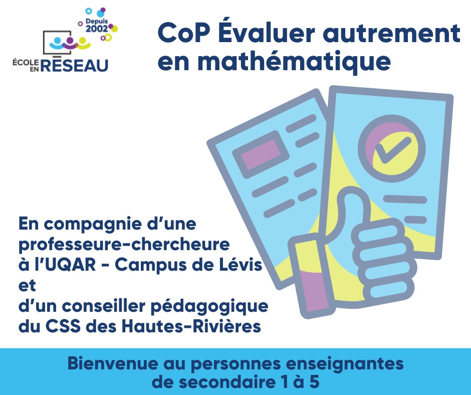 ecoleenreseau's tweet image. L&apos;Infolettre de l&apos;École en réseau du 25/09/2024
Les inscriptions au colloque se terminent à 8h le 26 septembre!
Badges de #devprof avec @LeCADRE21 et tirage d&apos;un prix avec @ecolebranchee!
Info: eer.qc.ca/colloque-eer
Activités ouvertes aux inscriptions: eer.qc.ca/activites-en-r…