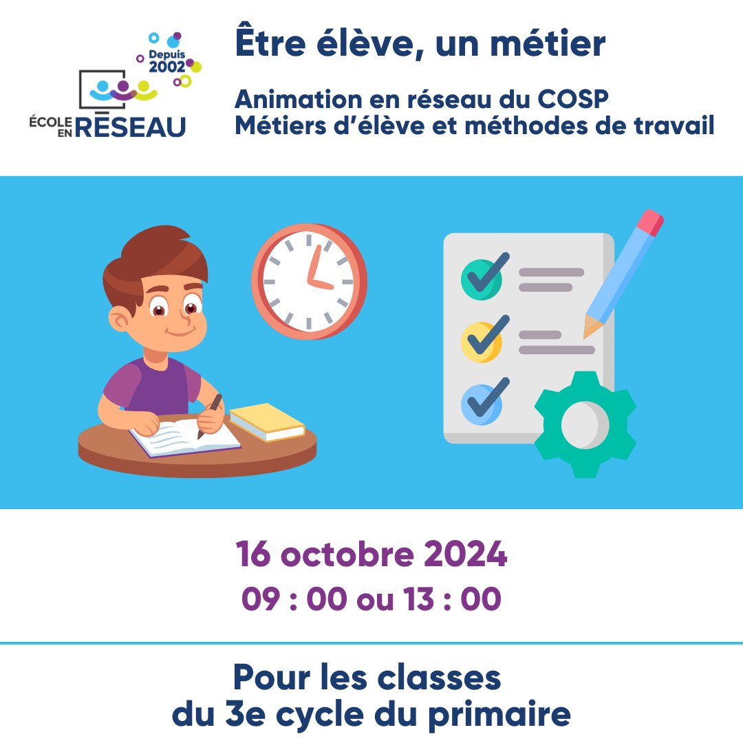 ecoleenreseau's tweet image. L&apos;Infolettre de l&apos;École en réseau du 25/09/2024
Les inscriptions au colloque se terminent à 8h le 26 septembre!
Badges de #devprof avec @LeCADRE21 et tirage d&apos;un prix avec @ecolebranchee!
Info: eer.qc.ca/colloque-eer
Activités ouvertes aux inscriptions: eer.qc.ca/activites-en-r…