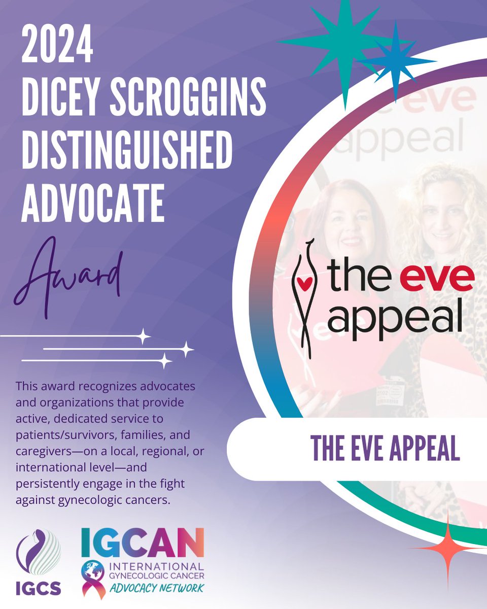 Congratulations to Dicey Scroggins Distinguished Advocate Award Winner, <a href="/eveappeal/">The Eve Appeal</a>! 

Read more about The Eve Appeal: igcs.org/distinguished-…
