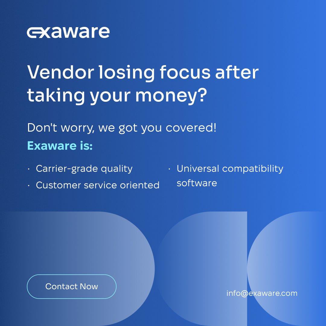 ExawareRouting's tweet image. Vendor losing focus after taking your money? 
💙 Don&apos;t worry, we got you covered! 
Exaware is:
-       Carrier-grade quality
-       Customer service oriented
-       Universal Compatibility software 
 
We are your trusted partner in disaggregated networking!
 
Click here for a…