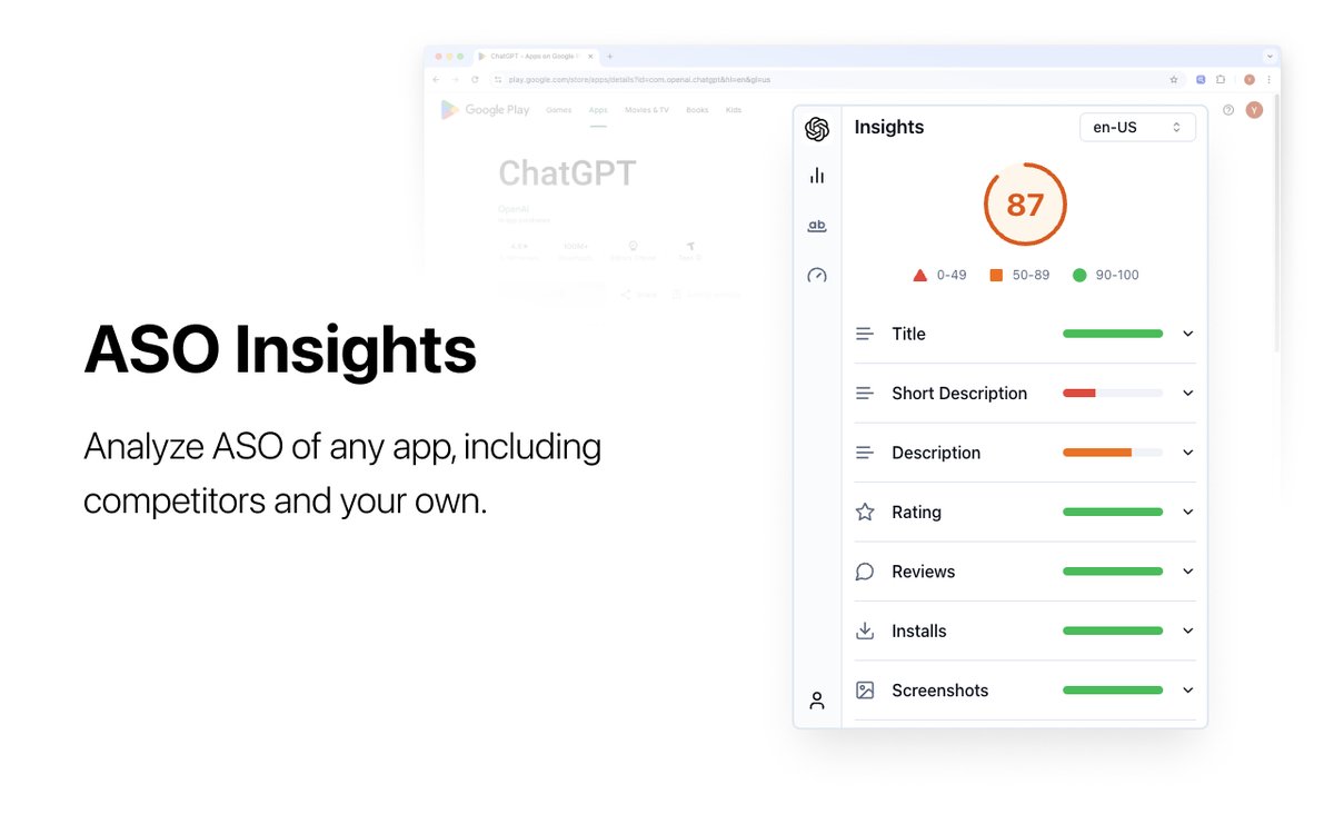 yigithanyucedag's tweet photo. 🔓 No login? No problem! In ASO Insights v1.1.0, you can now access all free features without logging in. Jump in and get your app data faster than ever! #ASO #ChromeExtension https://t.co/MBOdROSEoC