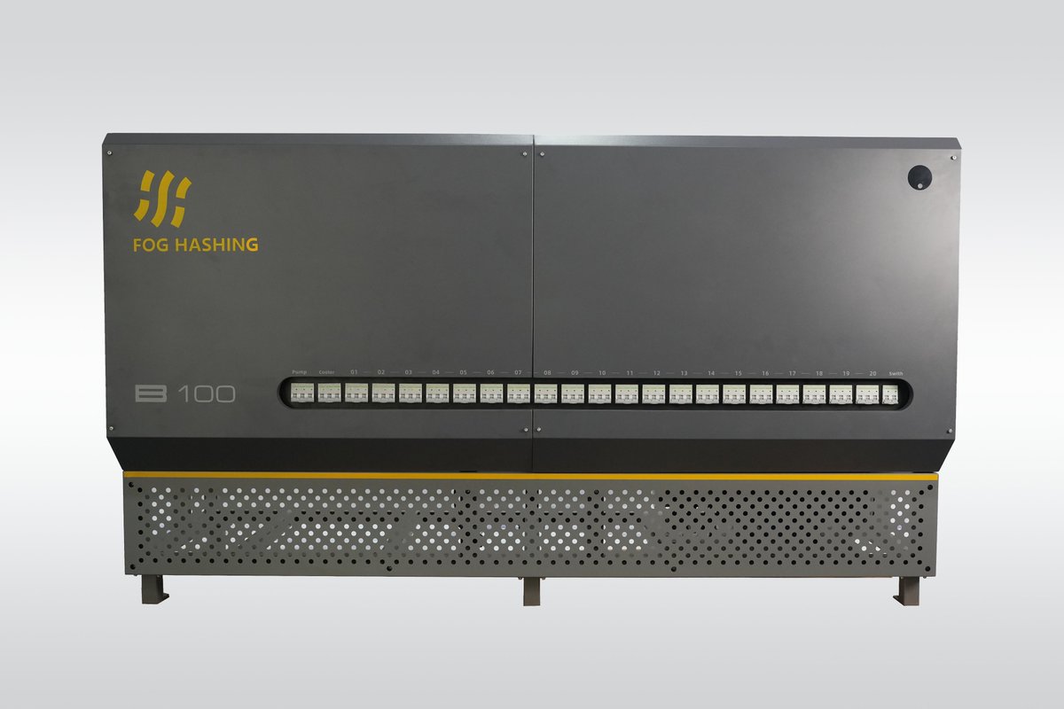 FogHashing's tweet photo. 📢After three months of testing, the B100 is launched.

- Compatible with 99% of miners (S21/S21IMM/M60/M66, etc.)  

- Independent operation for each miner with remote control support  

- Flexible choice between single or dual loop  

- Deploy and go live within a day  

- Flexibly expandable to warehouse or container solutions
#Bitcoin #immersioncooling #immersionmining
