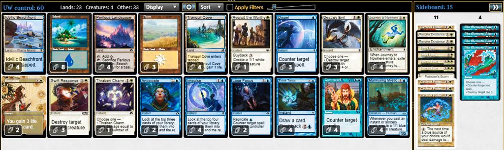 I'm trying to get this Uw control to work! But I want so much a good white removal that wizard doesn't print!! #mtgpauper