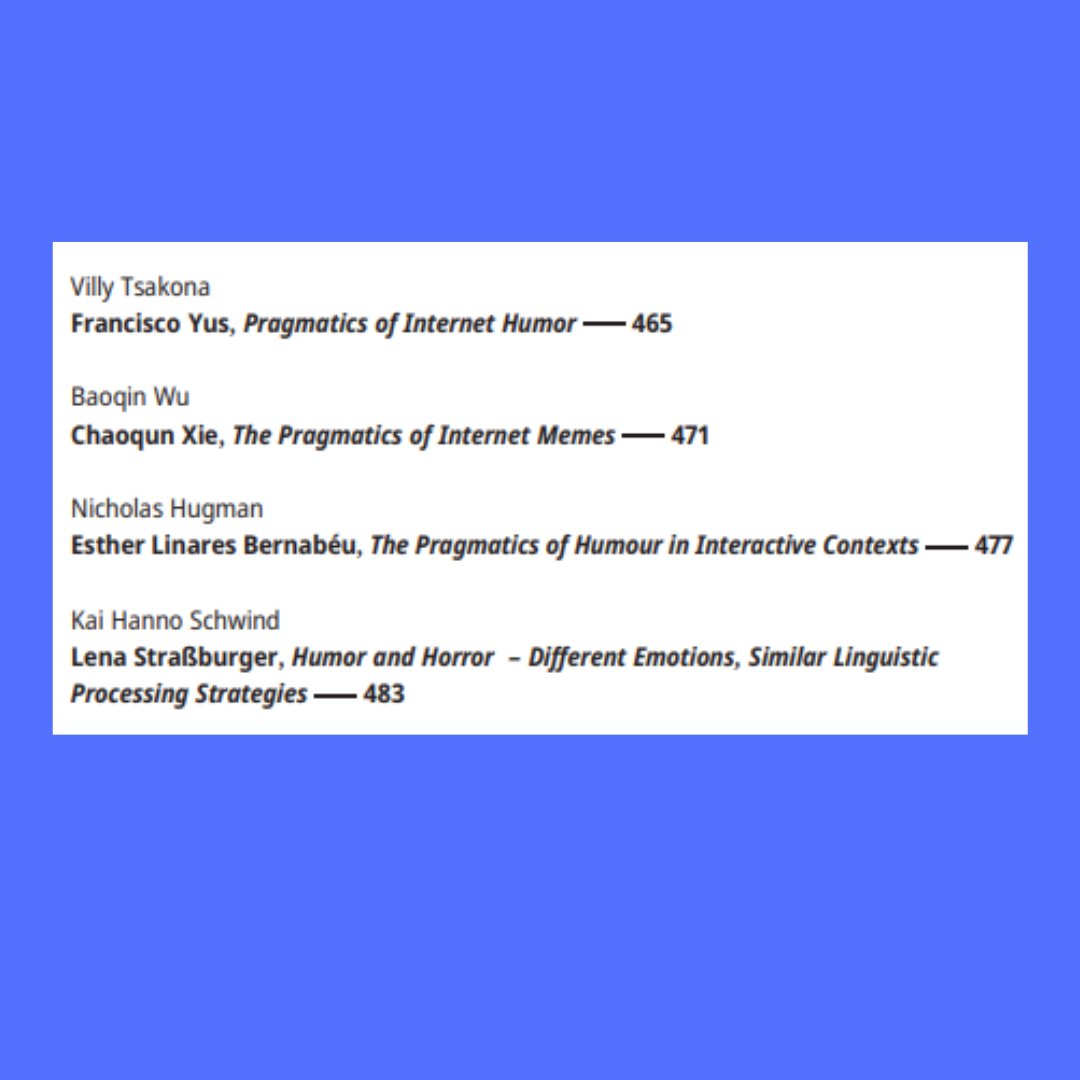 The latest issue of "Humor - International Journal of Humor Research" is out!  Some of the articles and all the book reviews are open access or publicly available. Check out more on the journal's page at <a href="/degruyter/">Jos De Gruyter</a> degruyter.com/journal/key/hu…