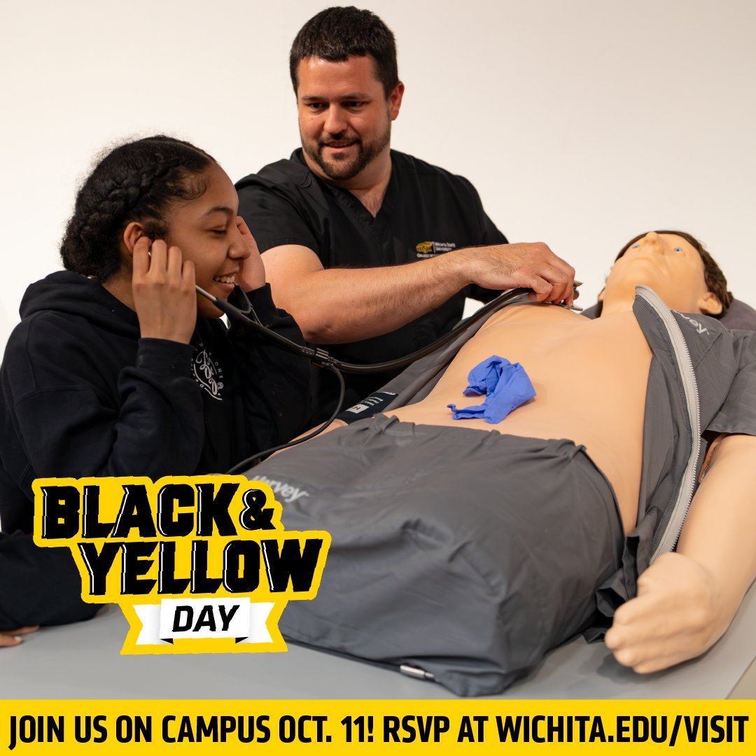🗣️🔊Calling high school and college transfer students!🚨🌾Experience #ShockerNation on Oct. 11 at #BlackandYellowDay! 🖤💛
Students will also get a FREE Wichita State T-shirt👕.
🔗Register at wichita.edu/visit
#visit #college #WichitaState