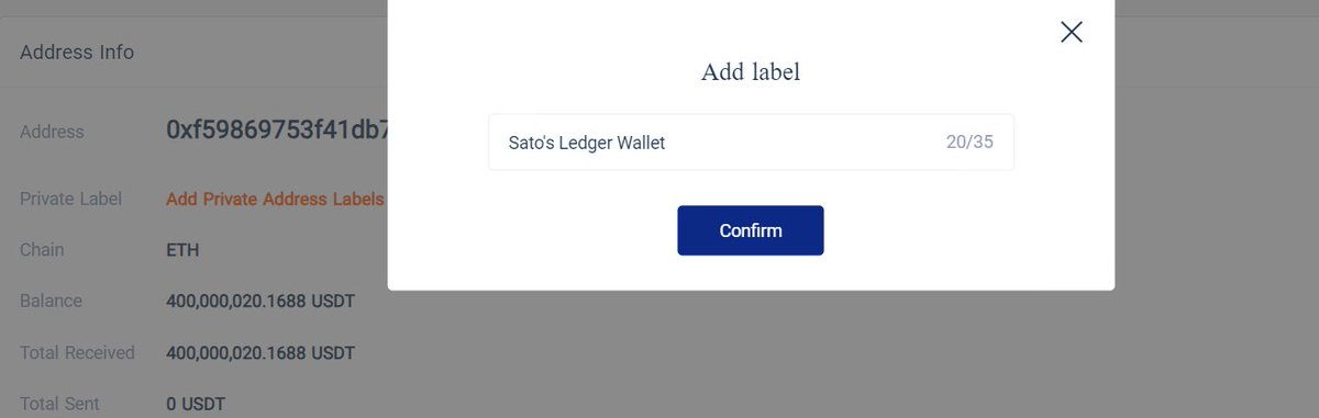 🏷️How to LABLE crypto wallet address on Tokenview?

1⃣ Open tokenview.io/en and LOGIN
2⃣ Search address you want to tag and go to Address page
3⃣ Click Add Private Address Labels, e.g. CEX, wallet or app name, scam / fraud address to remind others, or anything you know