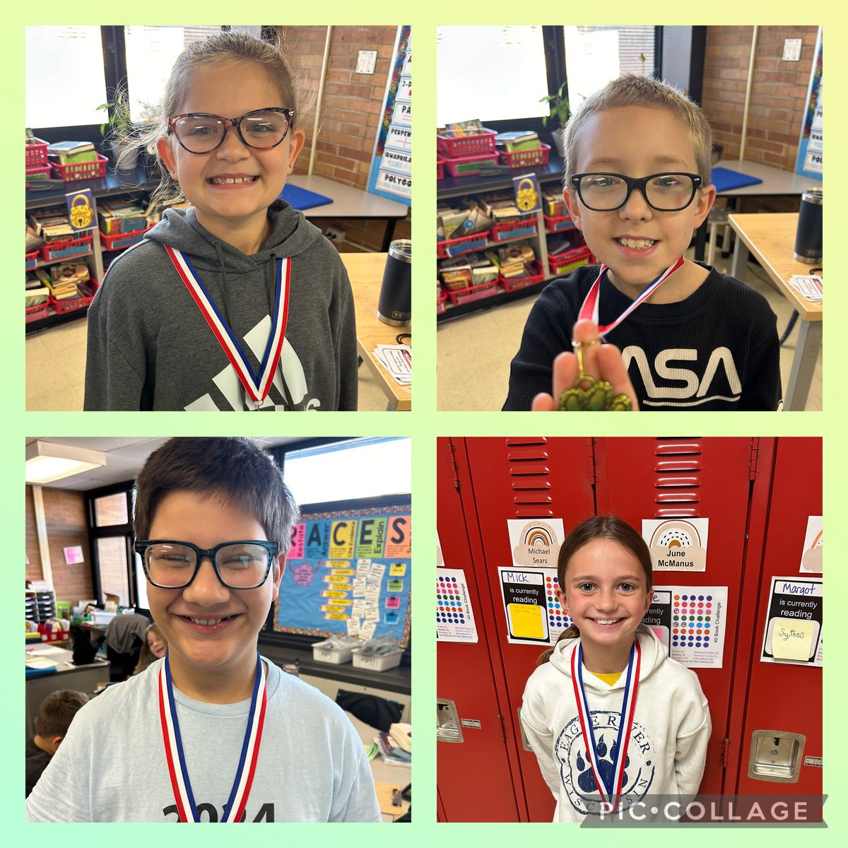 5th grade Project TREE math is celebrating 4️⃣ more students who have earned their math medal! 🏅 #BeEvergreen
