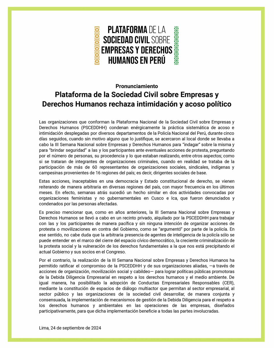 📢PRONUNCIAMIENTO ¿#HaciaDóndeVamos con estas acciones que vulneran el derecho a la libre organización y criminalizan la protesta social? 📷 #DerechosHumanos #ProtestaSocial #Justicia