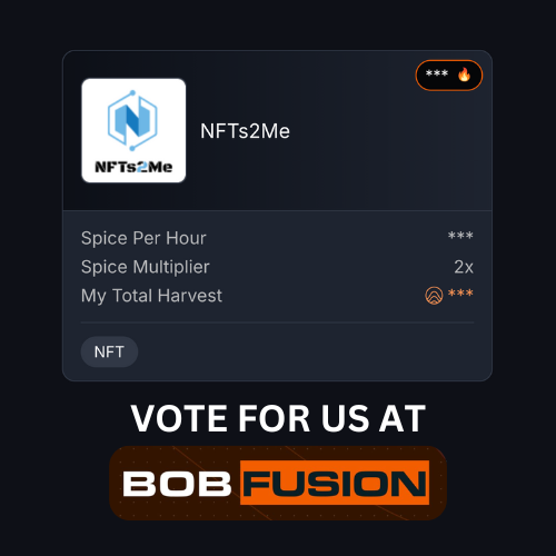 NFTs2Me's tweet photo. 🔥 Bob Fusion Season 3 is HERE! 🔥

It's YOUR turn to spice things up! 🌶️✨ 
Vote for @NFTs2Me and we'll distribute spice back to YOU! 👐💥

🔗 Vote here:
https://t.co/WMHfeG65NW

💎 Earn Spice by minting our exclusive NFT collection:
https://t.co/AJfcDJ7ExB

✨ Earn more Spice by creating your own collection on @build_on_bob using NFTs2Me and sharing it to attract new collectors at: https://t.co/ucPFkrLx70