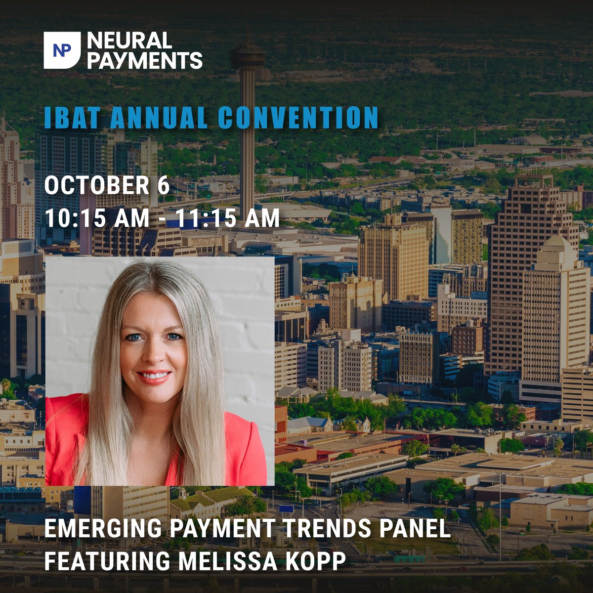 The IBAT Annual Convention in San Antonio is happening very soon! Our very own Melissa Kopp will be speaking on the Emerging Payment Trends panel on October 6 at 10:15 am. Get ready for insights into the future of payments and innovations shaping the industry.