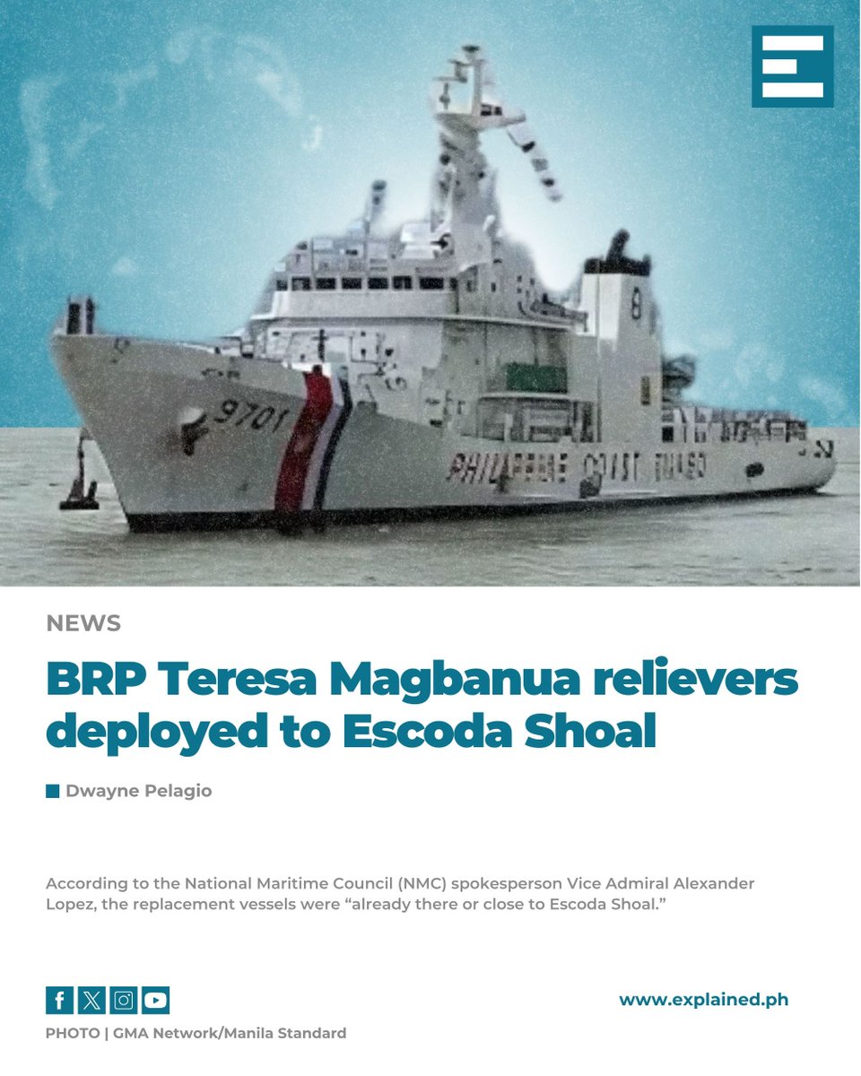 explained_ph's tweet image. Days after the withdrawal of BRP Teresa Magbanua in the Escoda Shoal, the Philippines deployed Naval and Coast Guard vessels on September 20 to replace it in order to assert its claim against repeated Chinese presence over the area.

READ: buff.ly/3zxnWpi