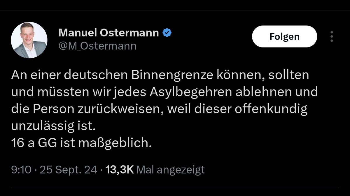 Birnbacherin's tweet photo. Falsch. 
EMRK, Dublin-III VO, Genfer Flüchtlingskonvention und nicht zuletzt ein Urteil des EuGH (C-444/17) sind hier maßgeblich. 

Was machen Sie eigentlich beruflich,  @m_ostermann?
Hoffentlich nix mit Grenzkontrollen! https://t.co/DMSaGAINZV
