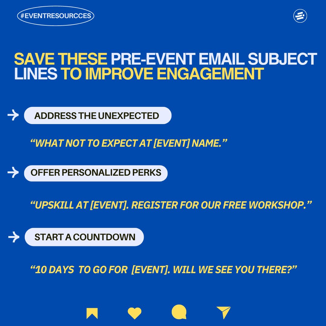 EventifyWorld's tweet image. We will get straight to the point. Save this post, try these subject lines, and tell us in the comments how these affected the open rates for your pre-event marketing. 

 #eventmarketing #eventhacks #eventtips #eventemails #emailmarketing #event