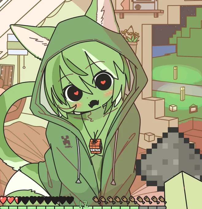 I'm often asked if she's afraid of herself about creeper cat girl, but she's a cat girl who looks like a creeper, so she doesn't fear herself and probably doesn't explode 