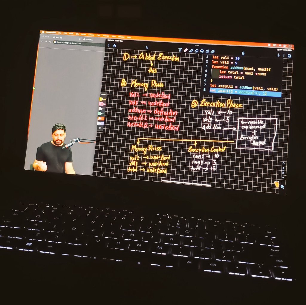 codecay's tweet image. 🧑💻Javascript code execution + call Stack.
Only on chai or code ☕.
Thanks for the series @Hiteshdotcom.
#chaiorcode
#JavaScript #WebDevelopment #Learning