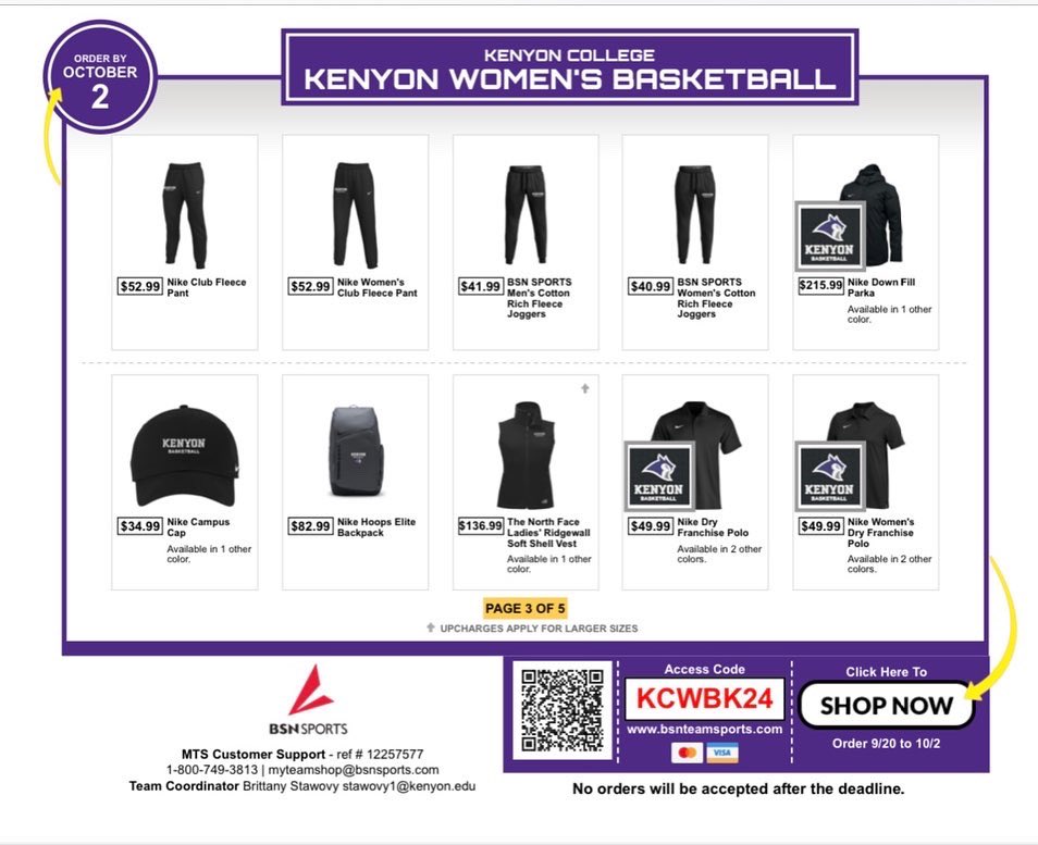 KenyonWBB's tweet photo. One week left to purchase some official KCWB gear! Store closes October 2nd. Click on the link below or in our bio⬇️
https://t.co/y7SbUw4MSU
#KCWB #GoOwls https://t.co/8GanygzYzh