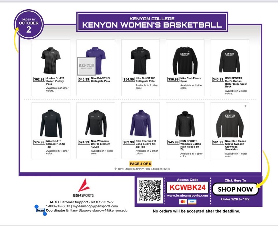 KenyonWBB's tweet photo. One week left to purchase some official KCWB gear! Store closes October 2nd. Click on the link below or in our bio⬇️
https://t.co/y7SbUw4MSU
#KCWB #GoOwls https://t.co/8GanygzYzh
