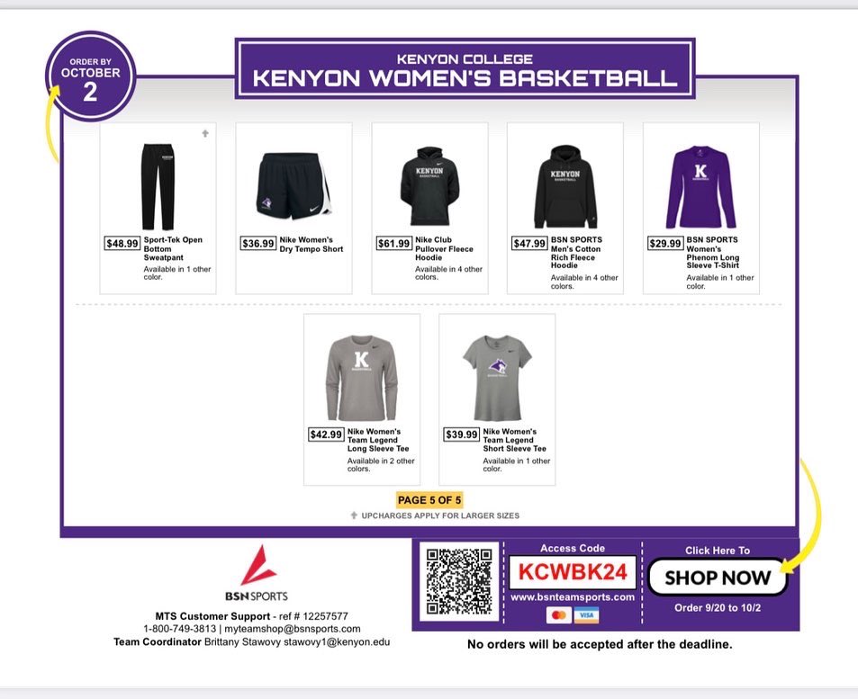 KenyonWBB's tweet photo. One week left to purchase some official KCWB gear! Store closes October 2nd. Click on the link below or in our bio⬇️
https://t.co/y7SbUw4MSU
#KCWB #GoOwls https://t.co/8GanygzYzh
