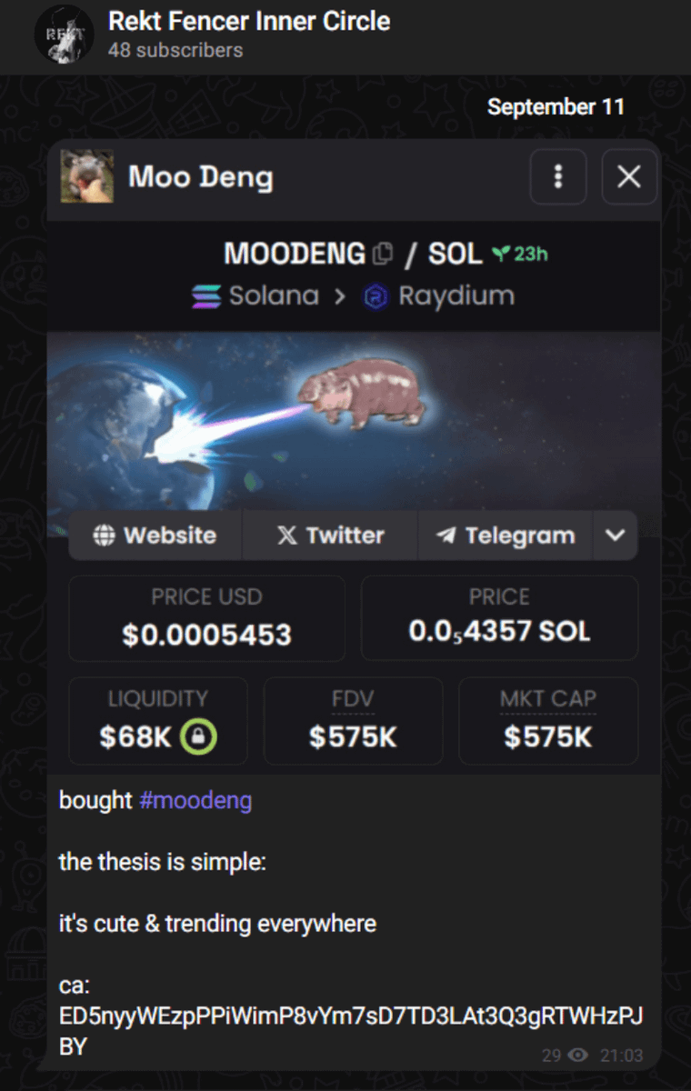 160x on #moodeng in 2 weeks

That’s the kind of alpha I drop to my inner circle regularly

Opening it up to 20 more people today

Wanna join? Just like/rt/follow &amp; join my public TG

I'll pick from the replies with 0 likes, gl