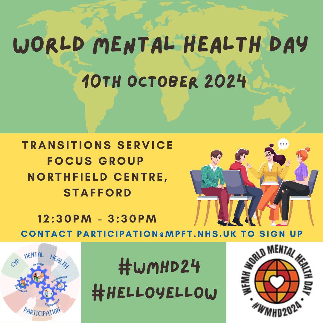 MHparticipation's tweet photo. Celebrate World Mental Health Day with our team on October 10th! Let’s come together to raise awareness, support one another, and promote mental well-being in our community. For more information, please email participation@mpft.nhs.uk (1)
 #WMHD2024
#cypmhparticpation #mpft https://t.co/0SRw2YOQR7