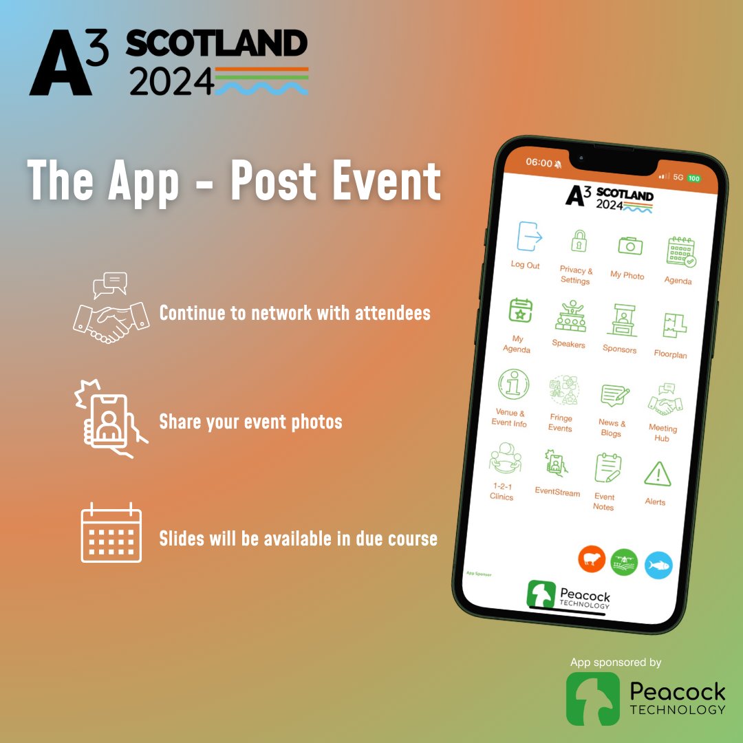 ✨One week on from the 2024 A3 Scotland Conference - What was your biggest take away from the event? 

✨We wanted to extend our thanks once again to all speakers, sponsors and attendees for making it such a great event. 

📱The app will remain open until Friday 4 October.