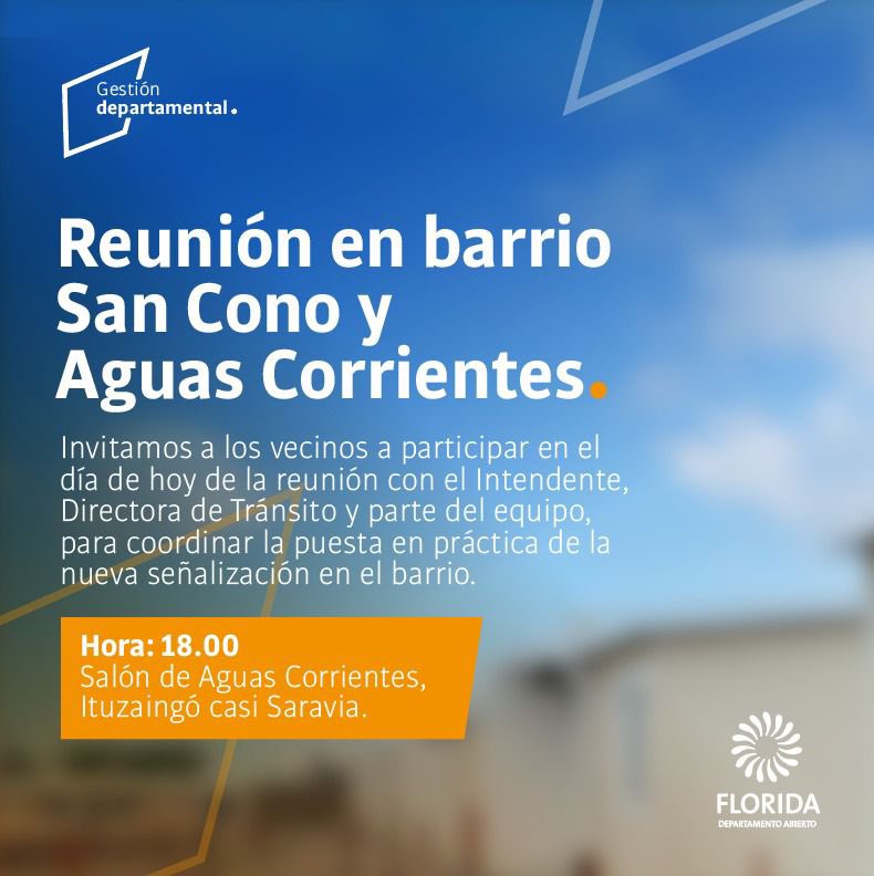 Invitamos a los vecinos a participar en el día de hoy Miércoles 25 a las 18hs, de la reunión con Intendente, Directora de Tránsito y parte del equipo, para coordinar la puesta en práctica de la nueva señalización en el barrio.

#NosCuidamosEntreTodos