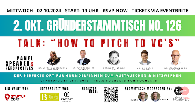 #StartupDorf NEWS Letter Inside: RSVP Gründerstammtisch 126 "How to Pitch to VCs"  &amp; Save the Date Unicorn Pitch und ❤️ Glückwunsche an Dermanostic ❤️ - mailchi.mp/3de21c64ba83/s… #Düsseldorf #Entrepreneurship #NRW #DWNRW